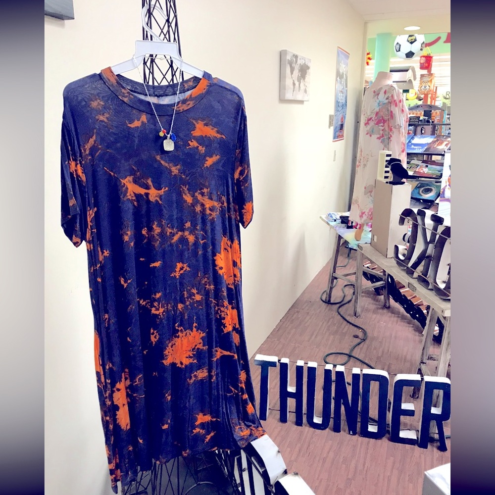 Orange and Blue Tie-Dye Dress